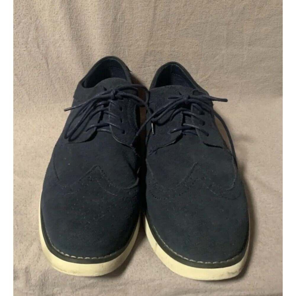 PERRY ELLIS PORTFOLIO Dress Shoes Men's Size 11.5 Blue Leather Oxford White Sole